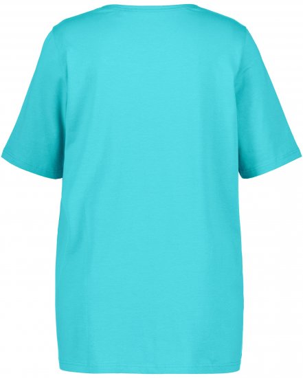 Ulla Popken Essential Square Neck Stretch Tee Deep Aqua - Camisetas - 