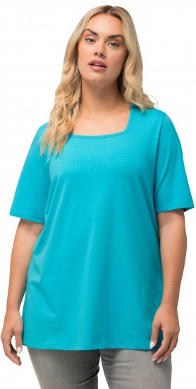 Ulla Popken Essential Square Neck Stretch Tee Deep Aqua - Camisetas - 