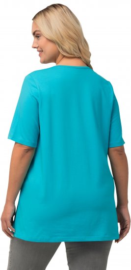 Ulla Popken Essential Square Neck Stretch Tee Deep Aqua - Camisetas - 