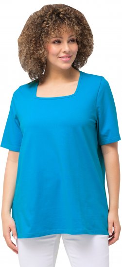 Ulla Popken Essential Square Neck Stretch Tee Sapphire Blue - Camisetas - 