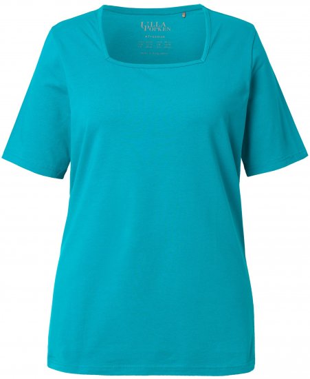 Ulla Popken Essential Square Neck Stretch Tee Teal - Camisetas - 