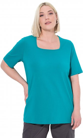 Ulla Popken Essential Square Neck Stretch Tee Teal - Camisetas - 