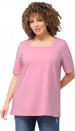 Ulla Popken Essential Square Neck Stretch Tee Light Pink - Camisetas - 
