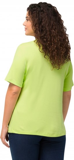 Ulla Popken Double Layer Rounded V-Neck Slim Fit Tee Lime Green - Camisetas - 