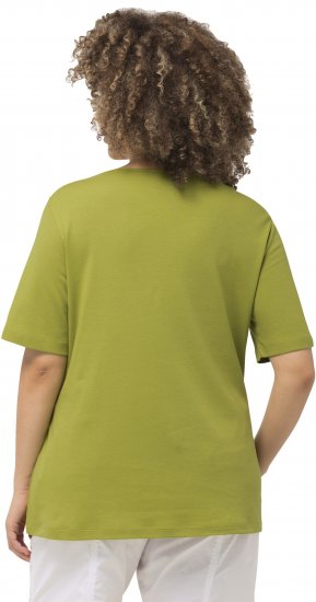 Ulla Popken Double Layer Rounded V-Neck Slim Fit Tee Apple Green - Camisetas - 