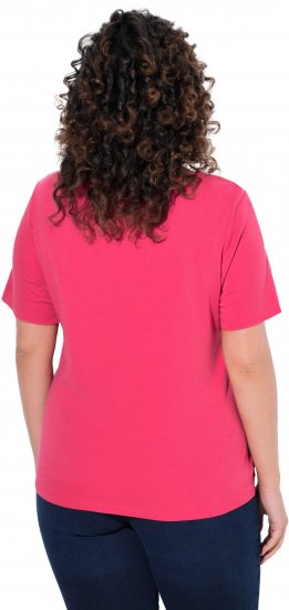 Ulla Popken Double Layer Rounded V-Neck Slim Fit Tee Dark Pink - Camisetas - 