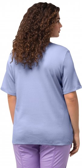 Ulla Popken Double Layer Rounded V-Neck Slim Fit Tee Pale Blue - Camisetas - 
