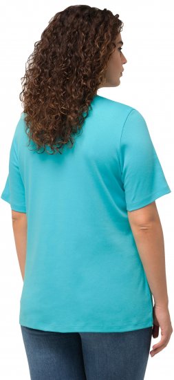 Ulla Popken Double Layer Rounded V-Neck Slim Fit Tee Deep Aqua - Camisetas - 