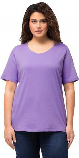 Ulla Popken Double Layer Rounded V-Neck Slim Fit Tee Pale Lilac - Camisetas - 