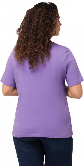 Ulla Popken Double Layer Rounded V-Neck Slim Fit Tee Pale Lilac - Camisetas - 