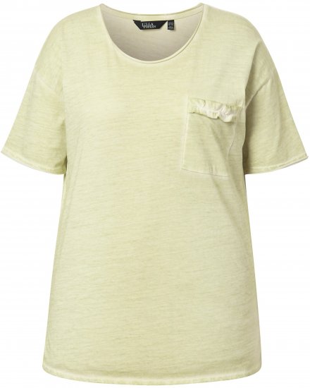 Ulla Popken Cold Dye Ruffle Edge Pocket Tee Pistachio - Camisetas - 
