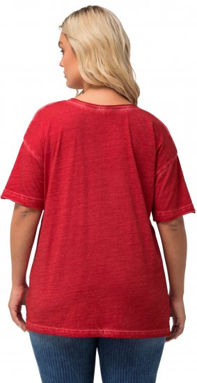 Ulla Popken Cold Dye Ruffle Edge Pocket Tee Salsa - Camisetas - 