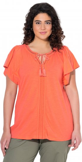 Ulla Popken Wing Sleeve V-Neck Tee Coral Pink - Camisetas - 