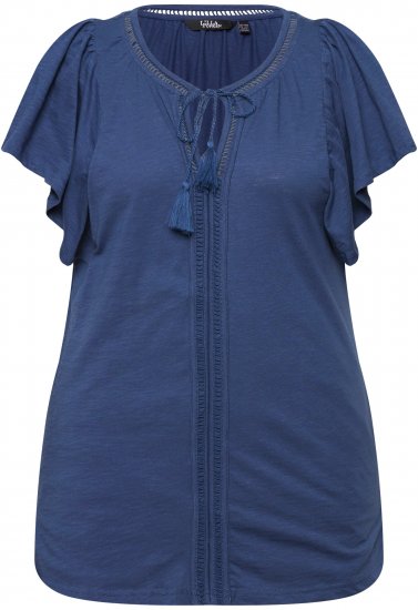 Ulla Popken Wing Sleeve V-Neck Tee Navy - Camisetas - 