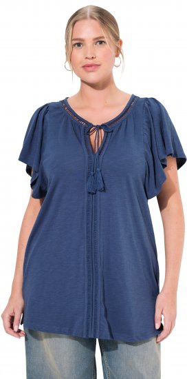 Ulla Popken Wing Sleeve V-Neck Tee Navy - Camisetas - 