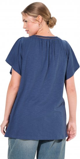 Ulla Popken Wing Sleeve V-Neck Tee Navy - Camisetas - 