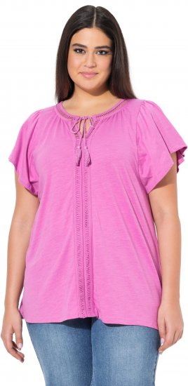 Ulla Popken Wing Sleeve V-Neck Tee Cool Pink - Camisetas - 