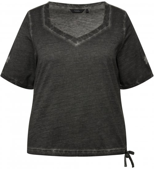 Ulla Popken Cold Dyed Sweetheart Neckline Short Sleeve Tee Graphite Grey - Camisetas - 