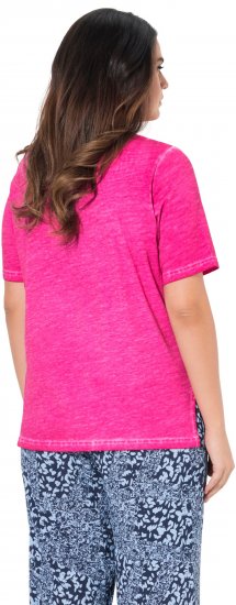 Ulla Popken Lace Trim Short Sleeve Tee Bold Pink - Camisetas - 