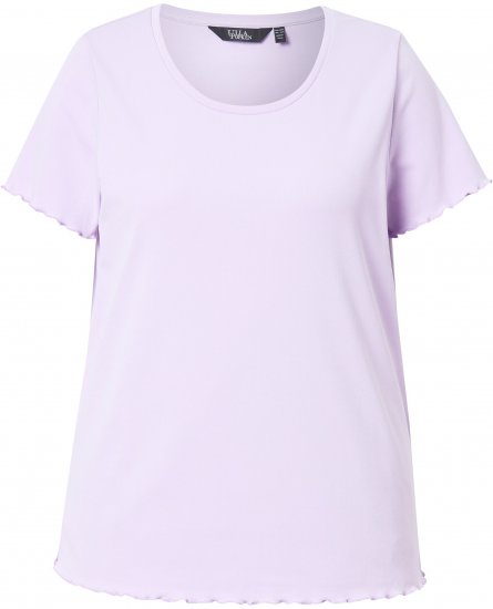 Ulla Popken Ribbed Lettuce Hem Short Sleeve Tee Lavender - Camisetas - 