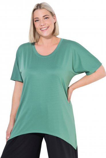 Ulla Popken Quick Drying Pointed Hem Stretch Fit Tee Ivy Green - Camisetas - 