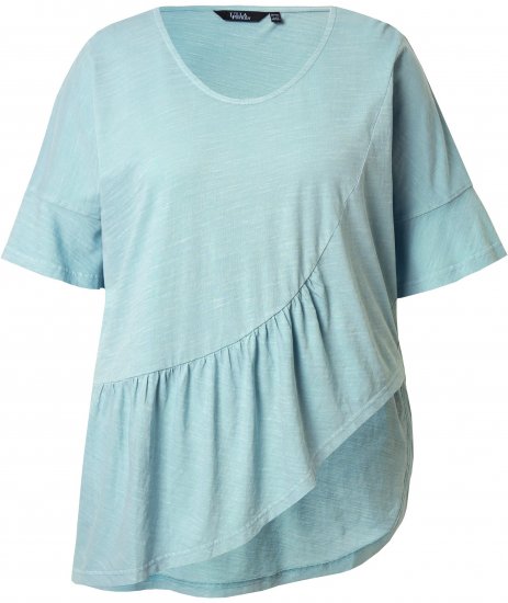 Ulla Popken Asymmetric Flounce Panel Short Sleeve Tee Light Moss Green - Camisetas - 