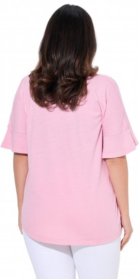 Ulla Popken Asymmetric Flounce Panel Short Sleeve Tee Pink - Camisetas - 