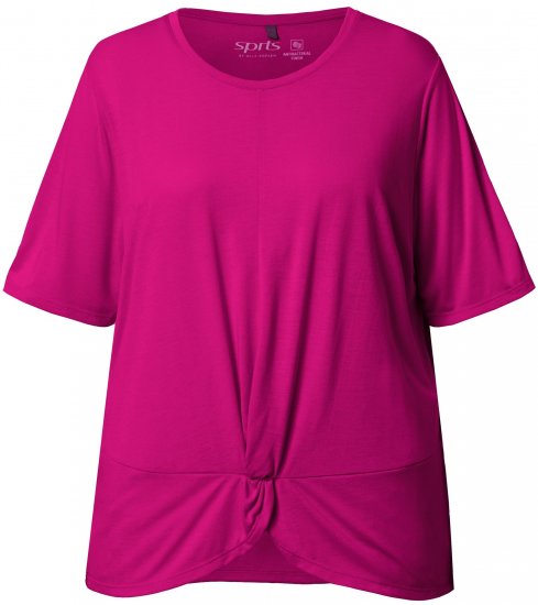 Ulla Popken Antibacterial Short Sleeve Draped Tee Light Magenta - Camisetas - 