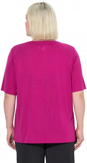 Ulla Popken Antibacterial Short Sleeve Draped Tee Light Magenta - Camisetas - 