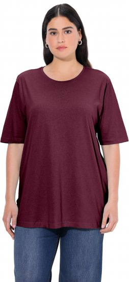 Ulla Popken Basic Round Neck Short Sleeve Relaxed Fit T-Shirt Dark Red - Camisetas - 