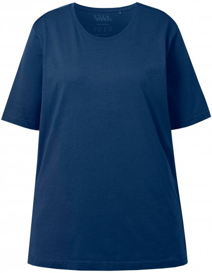 Ulla Popken Basic Round Neck Short Sleeve Relaxed Fit T-Shirt Dark Blue - Camisetas - 