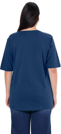 Ulla Popken Basic Round Neck Short Sleeve Relaxed Fit T-Shirt Dark Blue - Camisetas - 