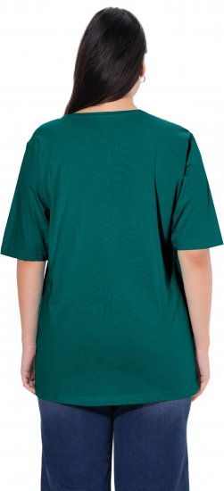 Ulla Popken Basic Round Neck Short Sleeve Relaxed Fit T-Shirt Teal Green - Camisetas - 