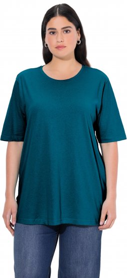 Ulla Popken Basic Round Neck Short Sleeve Relaxed Fit T-Shirt Dark Green - Camisetas - 