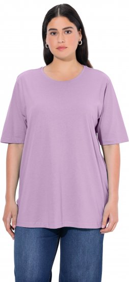 Ulla Popken Basic Round Neck Short Sleeve Relaxed Fit T-Shirt Lavender Pink - Camisetas - 