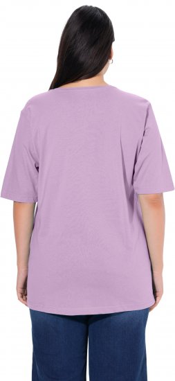 Ulla Popken Basic Round Neck Short Sleeve Relaxed Fit T-Shirt Lavender Pink - Camisetas - 