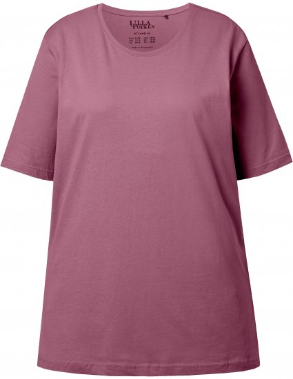 Ulla Popken Basic Round Neck Short Sleeve Relaxed Fit T-Shirt Dark Rose Red - Camisetas - 