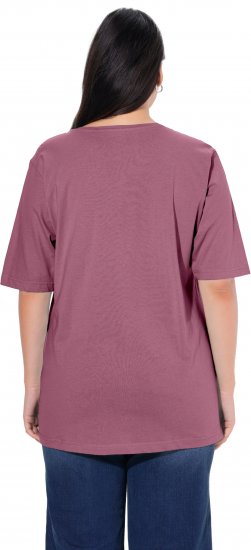 Ulla Popken Basic Round Neck Short Sleeve Relaxed Fit T-Shirt Dark Rose Red - Camisetas - 