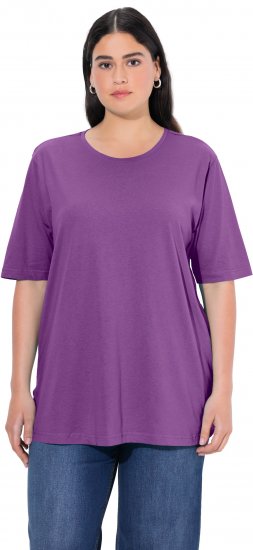 Ulla Popken Basic Round Neck Short Sleeve Relaxed Fit T-Shirt Purple - Camisetas - 
