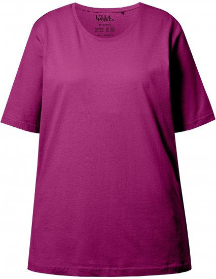 Ulla Popken Basic Round Neck Short Sleeve Relaxed Fit T-Shirt Berry Purple - Camisetas - 