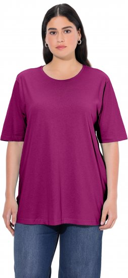 Ulla Popken Basic Round Neck Short Sleeve Relaxed Fit T-Shirt Berry Purple - Camisetas - 