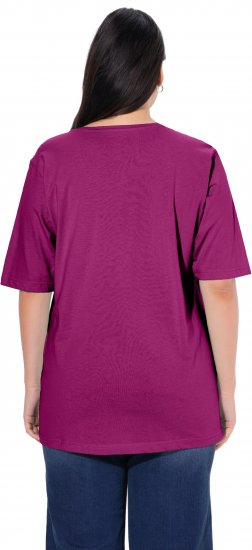 Ulla Popken Basic Round Neck Short Sleeve Relaxed Fit T-Shirt Berry Purple - Camisetas - 