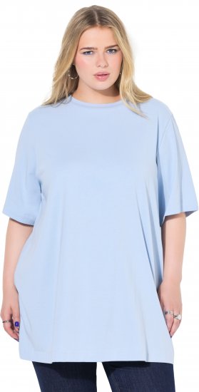 Ulla Popken Basic Round Neck Short Sleeve T-Shirt Light Blue - Camisetas - 
