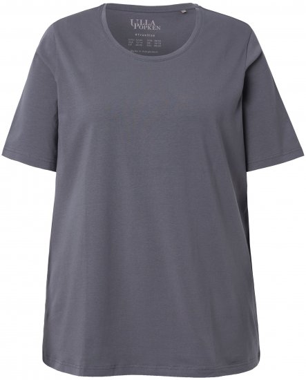 Ulla Popken Essential Round Neck Stretch Tee Graphite Grey - Camisetas - 