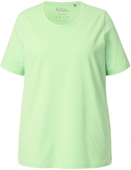 Ulla Popken Essential Round Neck Stretch Tee Light Green - Camisetas - 