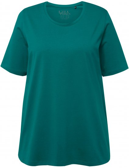 Ulla Popken Essential Round Neck Stretch Tee Dark Emerald - Camisetas - 
