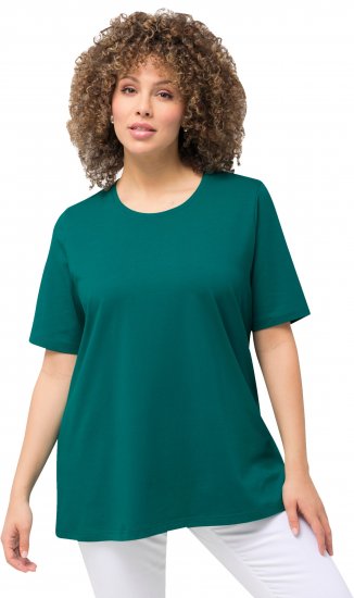 Ulla Popken Essential Round Neck Stretch Tee Dark Emerald - Camisetas - 