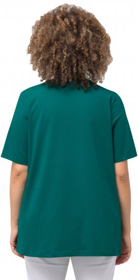 Ulla Popken Essential Round Neck Stretch Tee Dark Emerald - Camisetas - 