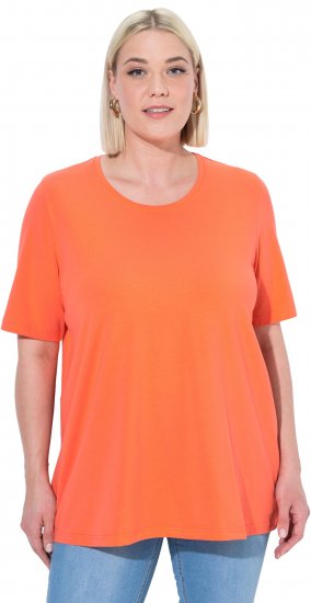 Ulla Popken Essential Round Neck Stretch Tee Coral Pink - Camisetas - 
