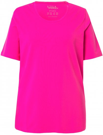 Ulla Popken Essential Round Neck Stretch Tee Magenta Pink - Camisetas - 